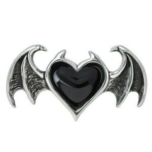 Alchemy Gothic Ring Winged Black Heart Women's Men's Sizes 6, 7, 8.5, 9.5, 11